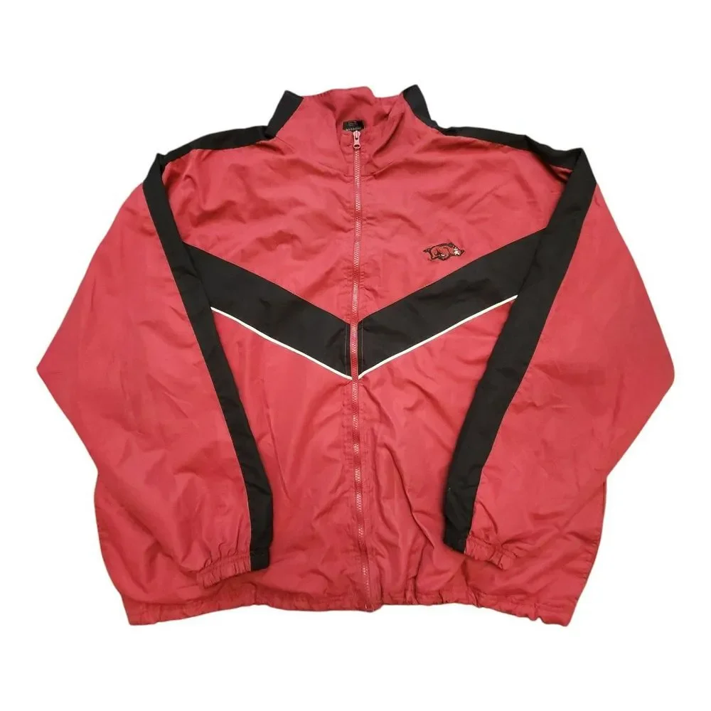 Arkansas Razorbacks Mens Starter Jacket Red Black Zip Up College‎ Football  2XL